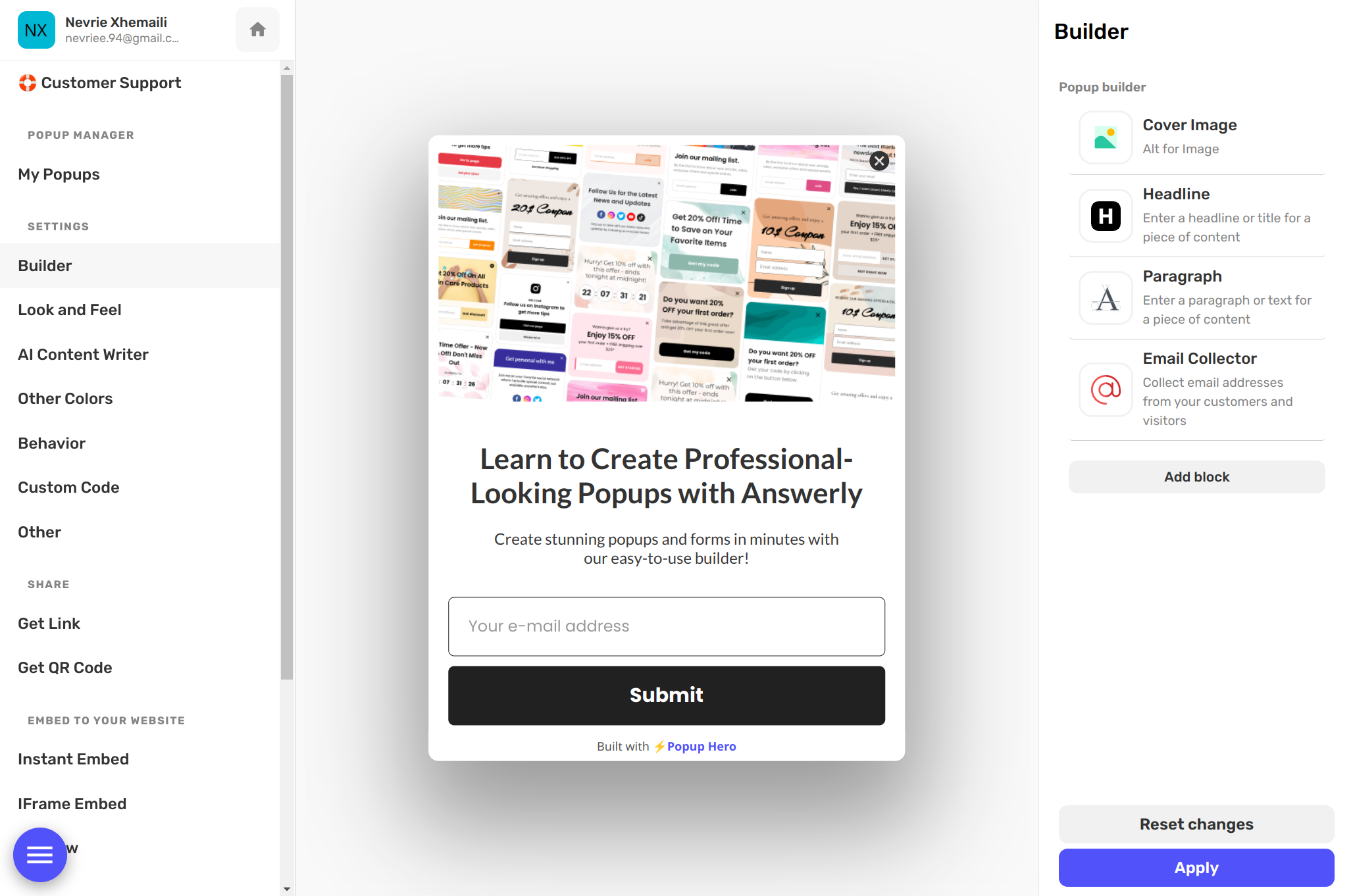 popuphero builder